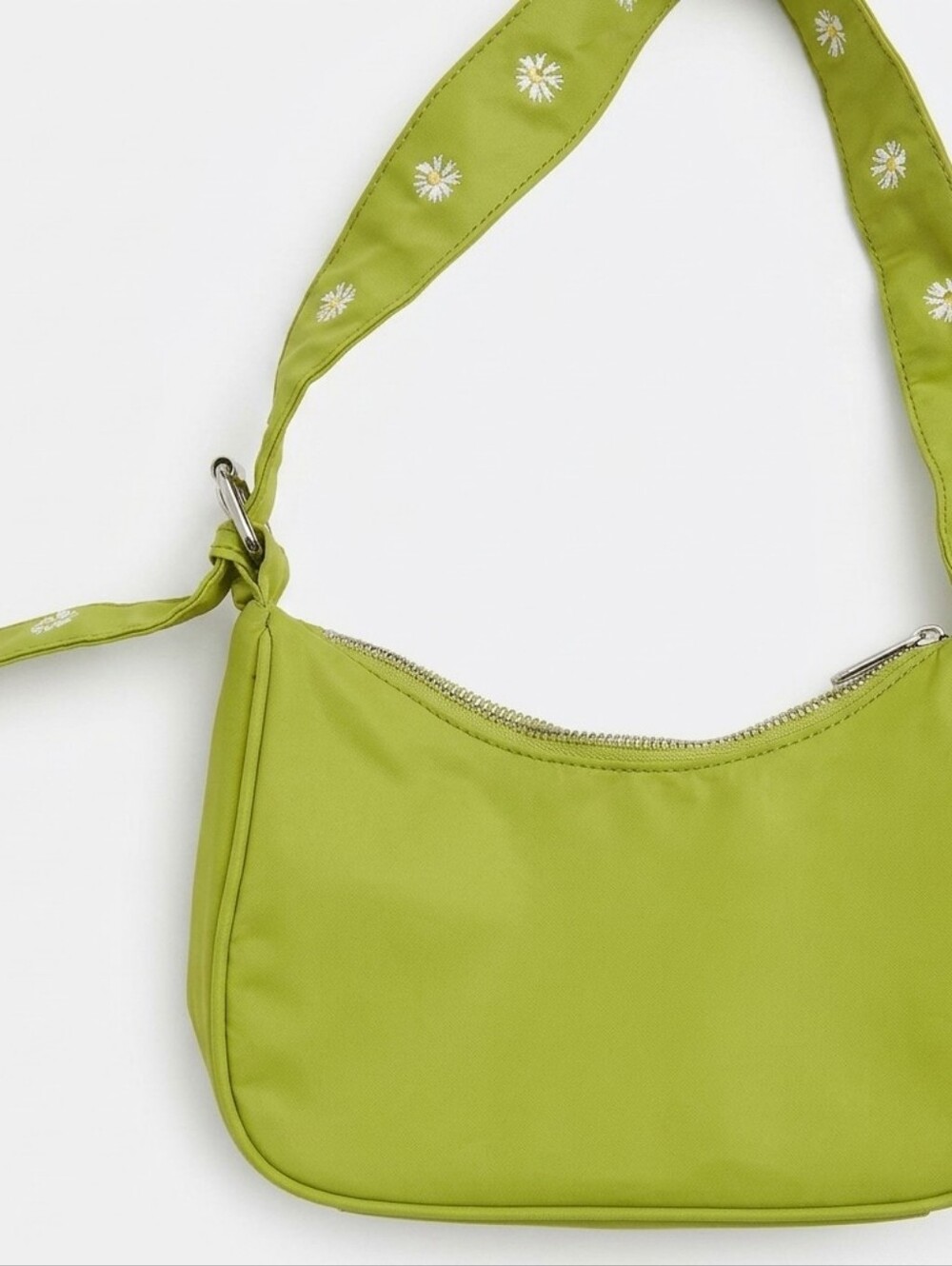 Wild Fable Green White Daisy-Embroidered Fabric Mini Shoulder Bag - Lime Green